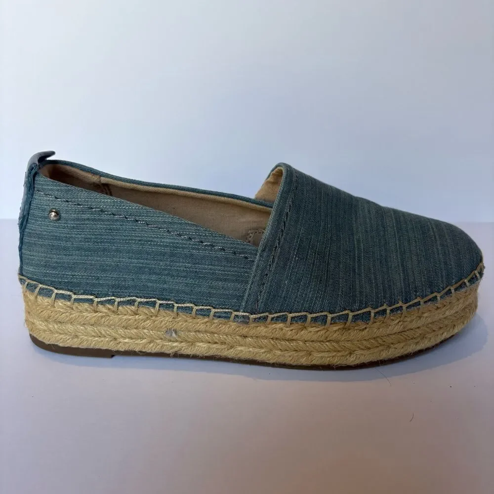 Sam Edelman Women's Blue Canvas Espadrilles Slip-On Blue/Straw Size 6.5M